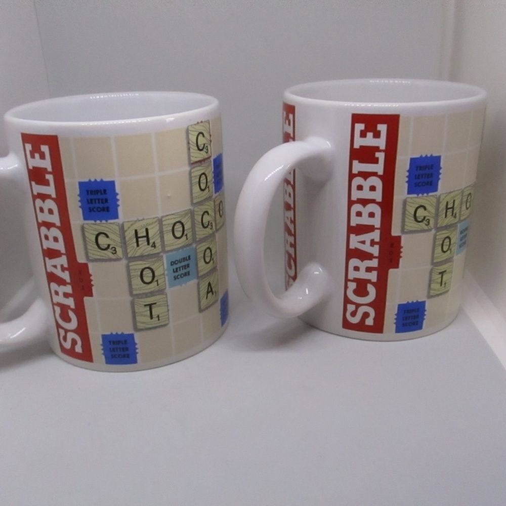 Hasbro Scrabble Game Coffee Tea Mug Set (2)